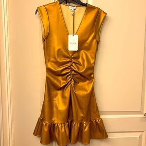S’edge, born & designed in Atlanta. XS, gold faux leather dress.